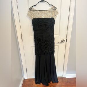 Black Strapless Ruched Gown for Wedding